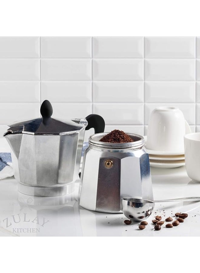 Silver Espresso Coffee Maker for 1 Cup, Practical Design for Stovetop Brewing, Compact Size Ideal for Single Use and Easy Cleaning - Image 2